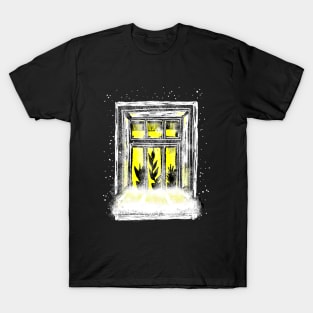 A winter window with a bright light. Christmas and new year drawing T-Shirt